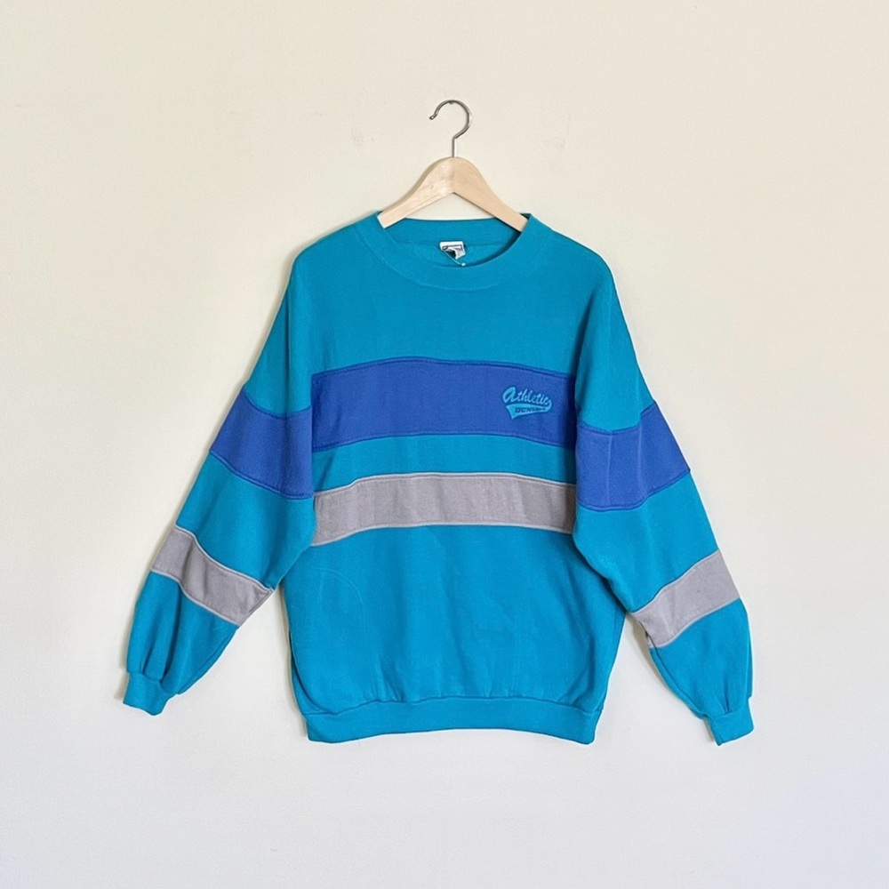 Vintage 80s 90s Dunlop Athletic Colorblock Crew Sweatshirt Ski Surf Skate Mens M